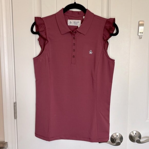 Original Penguin Cordovan Ruffle Sleeveless Golf Polo Shirt NWT Size Med… - Picture 1 of 10